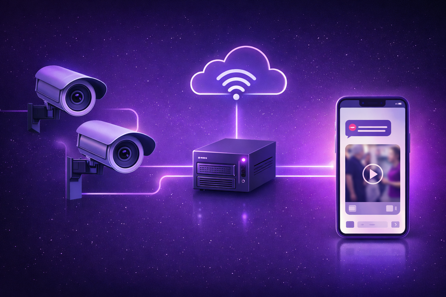 Kameralar, server, bulut, smartfon